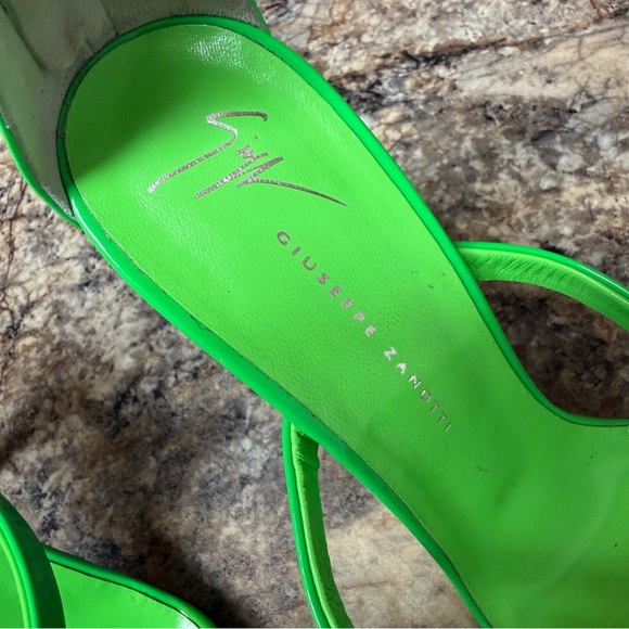 Giuseppe Zanotti 120mm Harmony Heels Size 37.5 EUR 7.5 USA Green Patent Leather - Picture 7 of 7